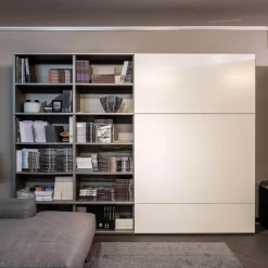 Schrankwand Studimo Lack Silbergrau Metallic Schiebetüren Lack Schneeweiß