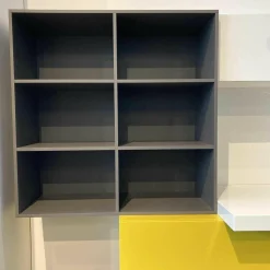 Schrankwand T030 Holz Gelb Grau Weiß Lackiert