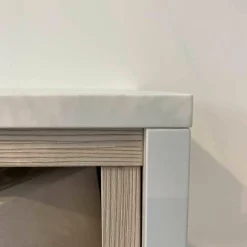 Schrankwand T030 Holz Gelb Grau Weiß Lackiert