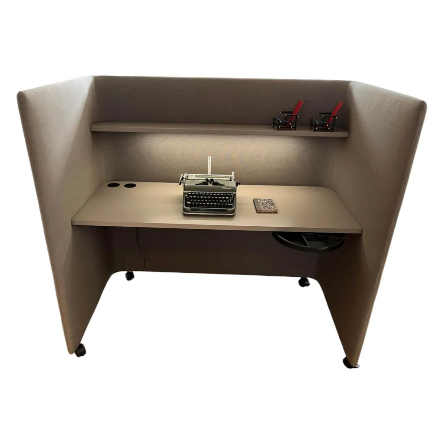 Schreibtisch Floater Stoff P22 Basalt Grau mit Beleuchtung