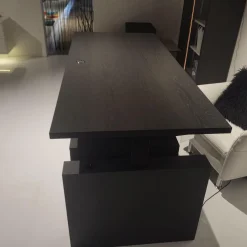 Schreibtisch Kara Frame Platte Und Gestell Eiche Graphit Anthrazit Furniert Inklusive Rollcontainer Lack Platingrau