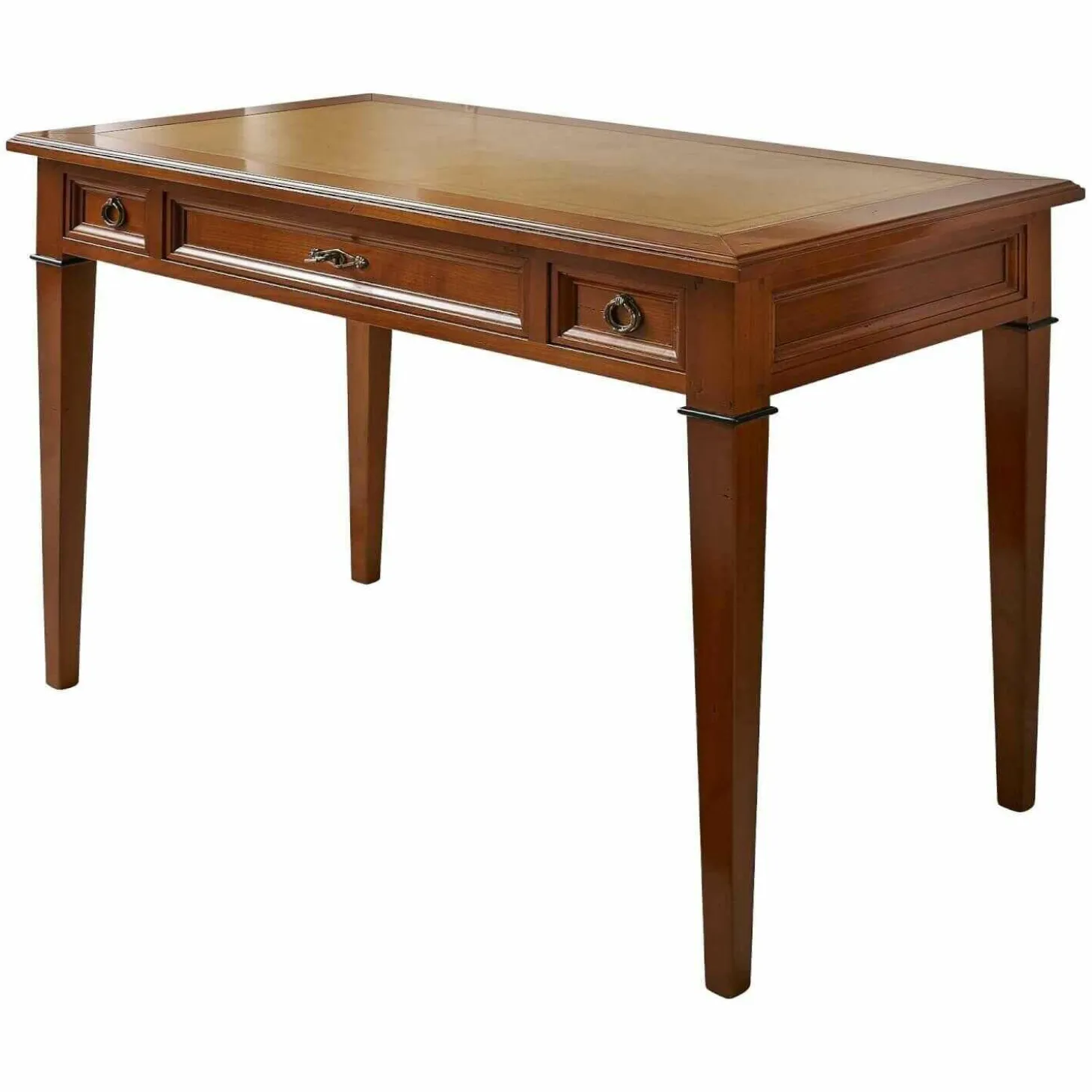 Schreibtisch Kirschbaum Massiv Tischplatte Leder Mit Goldprägung