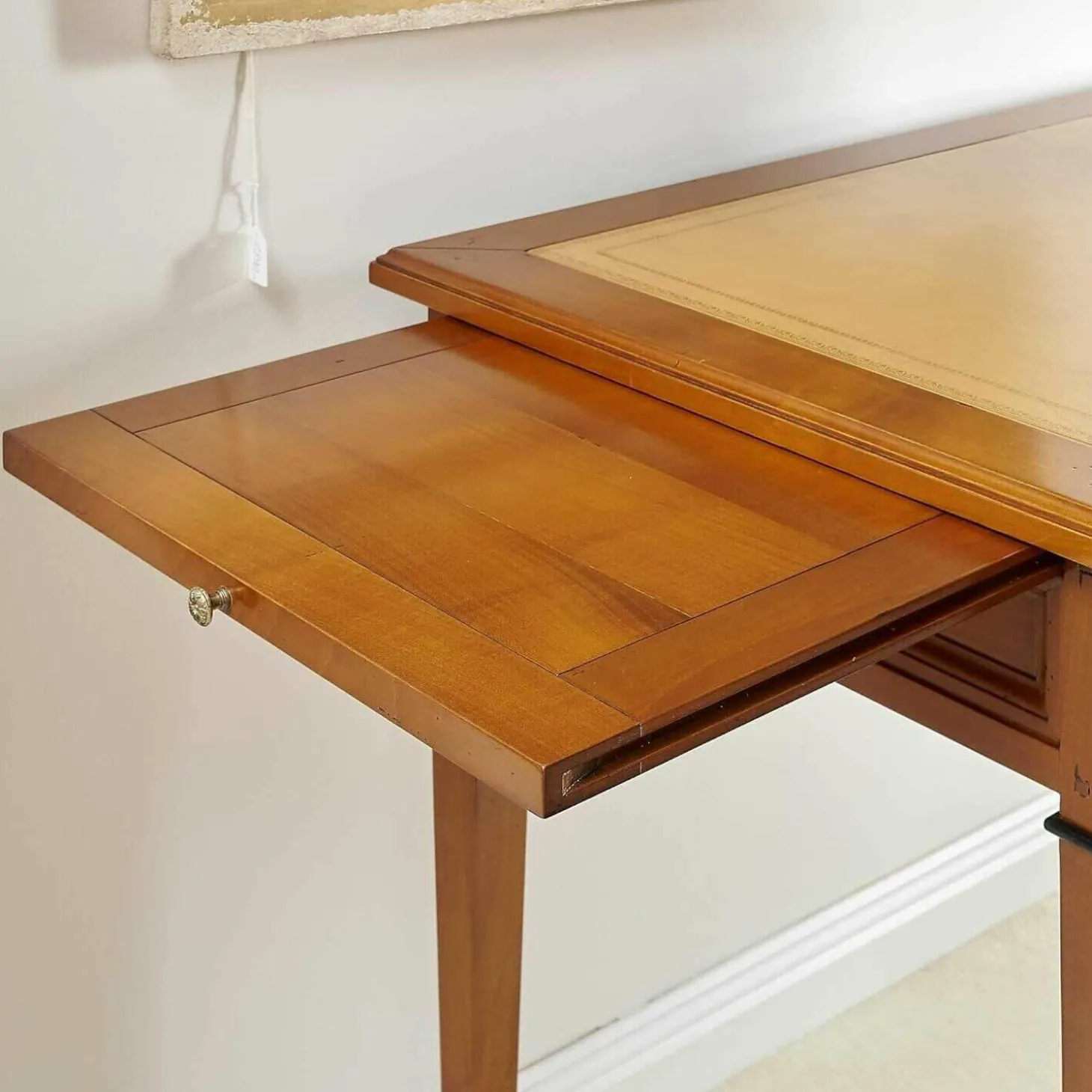 Schreibtisch Kirschbaum Massiv Tischplatte Leder Mit Goldprägung