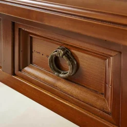 Schreibtisch Kirschbaum Massiv Tischplatte Leder Mit Goldprägung