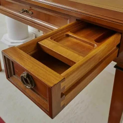 Schreibtisch Kirschbaum Massiv Tischplatte Leder Mit Goldprägung