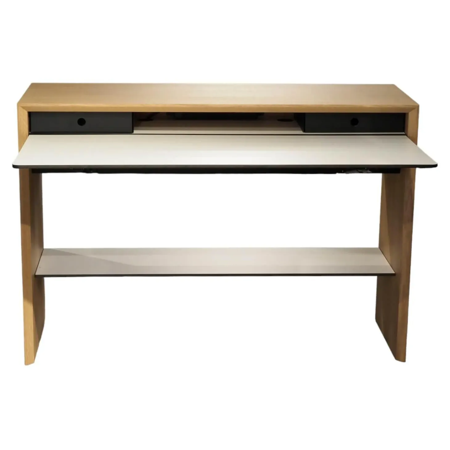 Schreibtisch La Punt Eiche Massiv Aufgehellt Lackiert Arbeitstablar Klappbar