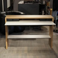 Schreibtisch La Punt Eiche Massiv Aufgehellt Lackiert Arbeitstablar Klappbar