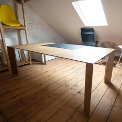 Schreibtisch Paper Platte Nussbaum Natur Fuß Alu Nussbaum Furniert