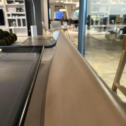 Schreibtisch Quiet Lines Platte Rauchglas Und Leder Kasia 330 Nussbaum Braun Gestell Schwarz Verchromt Mit Hocker