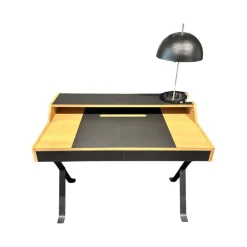 Schreibtisch Stanley 56316 Platte Eiche Natur Und Schwarz Gestell Eisenprofil Anthrazit Schwarz Geschweißt