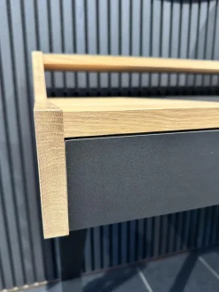 Schreibtisch Stanley 56316 Platte Eiche Natur Und Schwarz Gestell Eisenprofil Anthrazit Schwarz Geschweißt