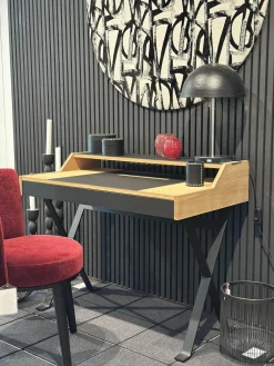 Schreibtisch Stanley 56316 Platte Eiche Natur Und Schwarz Gestell Eisenprofil Anthrazit Schwarz Geschweißt