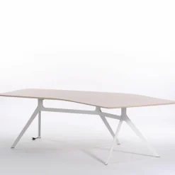 Schreibtisch Star Eiche Hell Untergestell Stahl Weiß Lackiert