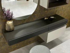 Schreibtisch Tetrim Lack Seidengrau Grau Inklusive Spiegel Und Beleuchtung