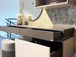 Schreibtisch Tetrim Lack Seidengrau Grau Inklusive Spiegel Und Beleuchtung