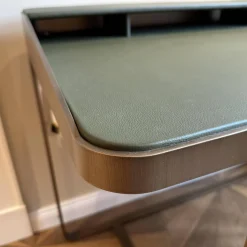Schreibtisch Twain Leder Birke 816 Dunkelgrün Gestell Stahl Messing F33 Ohne Stuhl