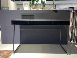 Schreibtisch ZO 100 Tisch Paneel Schwarz Kufengestell Schwarz Mit Rollcontainer Korpus Und Front Champagner