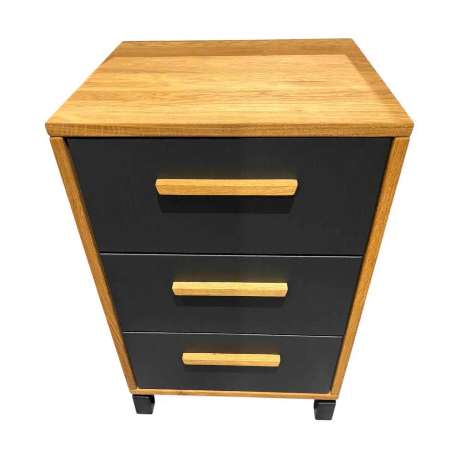 Schubkastenkommode Wiliston Eiche Geölt Front MDF Gun Metal Schwarz