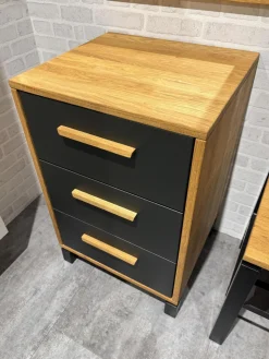 Schubkastenkommode Wiliston Eiche Geölt Front MDF Gun Metal Schwarz