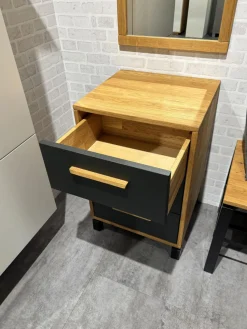 Schubkastenkommode Wiliston Eiche Geölt Front MDF Gun Metal Schwarz