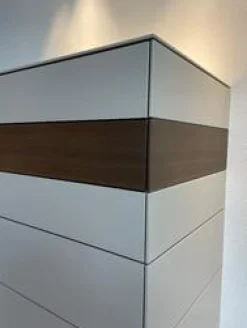 Schubladenkommode Soma Lack Seide Grau Gürtel Eiche Geraucht