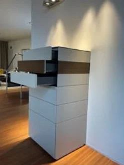 Schubladenkommode Soma Lack Seide Grau Gürtel Eiche Geraucht