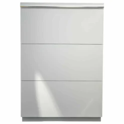 Schuhschrank Basic MDF Matt Lackiert Snow White Weiß Griff Aluminium