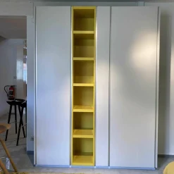 Schuhschrank Stripes Weiß Grau Zitronengelb