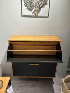 Schuhschrank Wiliston Front MDF Gun Metal Schwarz Korpus Wildeiche Geölt