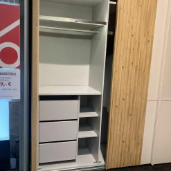 Schwebetürenschrank Isabelle 203 Dekor Champagner Weiß Beige Absetzung Eiche Bianco Inklusive Beleuchtung