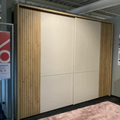 Schwebetürenschrank Isabelle 203 Dekor Champagner Weiß Beige Absetzung Eiche Bianco Inklusive Beleuchtung