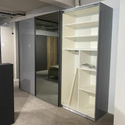 Schwebetürenschrank Lenjo Lack Platengrau 3 Türen