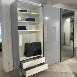 Schwebetürenschrank Lenjo Lack Platengrau 3 Türen