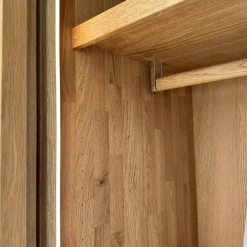 Schwebetürenschrank Lunetto Eiche Naturöl Glas Naturweiß Matt mit Innenbeleuchtung