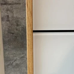 Schwebetürenschrank Lunetto Eiche Naturöl Glas Naturweiß Matt mit Innenbeleuchtung