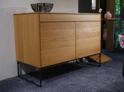 Sekretär Filigno Eiche Naturöl Holzbasis Metallrahmen Gestell Schwarz