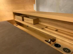 Sekretär Sol Freistehend Kernbuche Massiv Geölt Platte in Naturleder L7 Tartufo