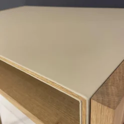 Sekretär Sol Platte Bezug Leder L1 70230 Altweiß Beige Eiche Naturöl