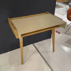 Sekretär Sol Platte Bezug Leder L1 70230 Altweiß Beige Eiche Naturöl