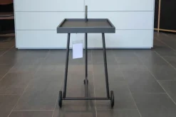 Servierwagen Bond Tischauflage Leder 175 Schwarz Gestell Schwarzbraun Feinstruktur Mit Rollen