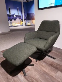 Sessel 7841 Stoff Crumble Bottle Grün Grau Sternfuß Stahl Anthrazit Mit Hocker