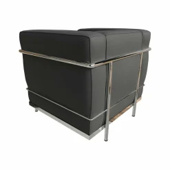 Sessel 2 Fauteuil Grand Confort Petit Modèle Leder Scozia Grafite Schwarz Gestell Stahl Verchromt