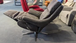 Sessel 7702 Leder Buffalo 33 Bison Grau Sternfuß Edelstahloptik 62 Mit Höhenverstellung