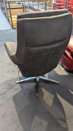 Sessel 7702 Leder Buffalo 33 Bison Grau Sternfuß Edelstahloptik 62 Mit Höhenverstellung