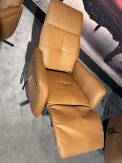 Sessel 9361 Leder Soft Nappa Bright Braun Sternfuß Edelstahl Gebürstet 2 Motorisch Inklusive Getrennt Verstellbarer Rücken Und Beinauflage