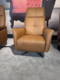 Sessel 9361 Leder Soft Nappa Bright Braun Sternfuß Edelstahl Gebürstet 2 Motorisch Inklusive Getrennt Verstellbarer Rücken Und Beinauflage