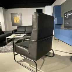 Sessel 540 Pulco Leder Cachemiro Nero Schwarz Mit Hohem Rücken