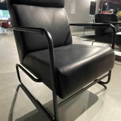 Sessel 540 Pulco Leder Cachemiro Nero Schwarz Mit Hohem Rücken