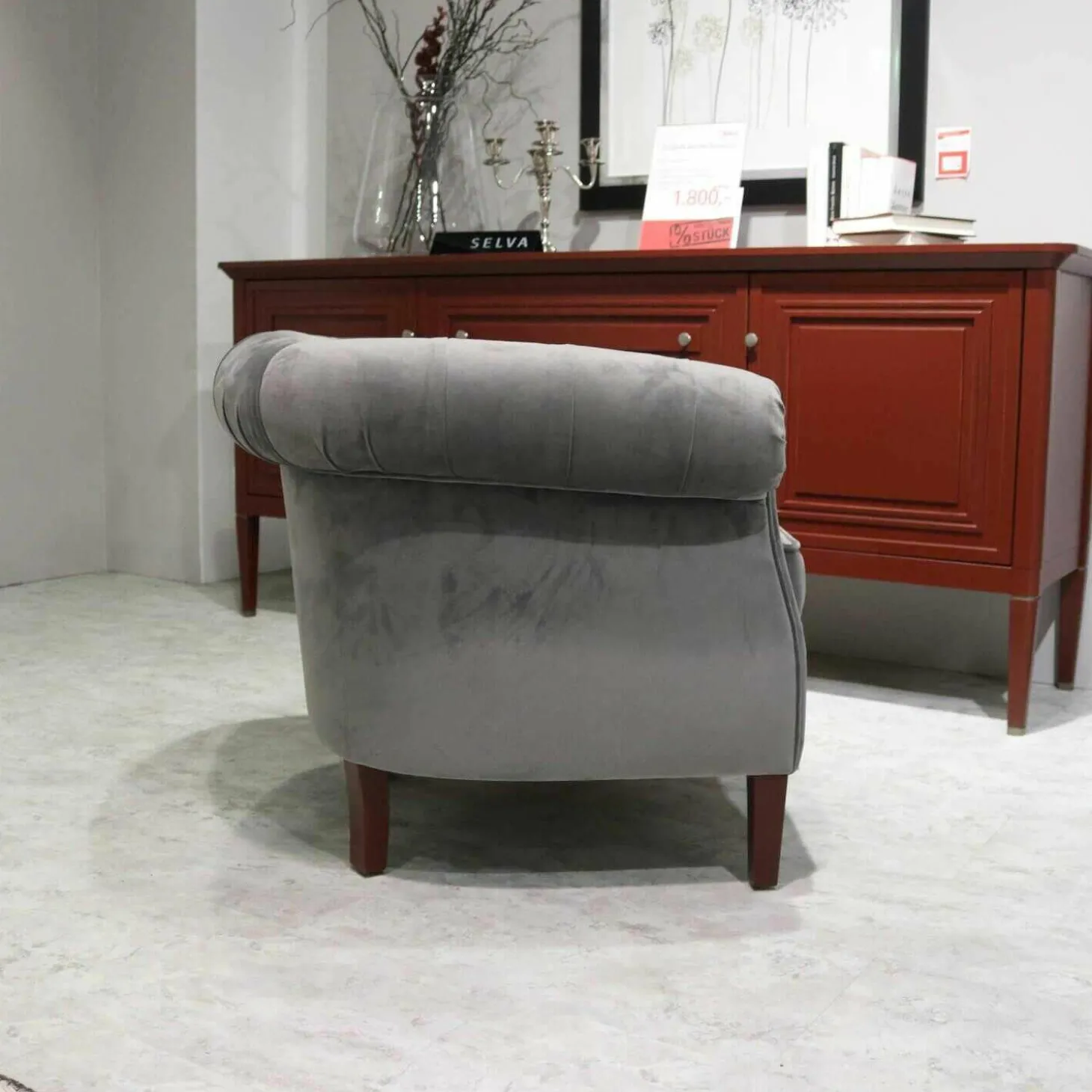 Sessel 1443 RV Samt Grau