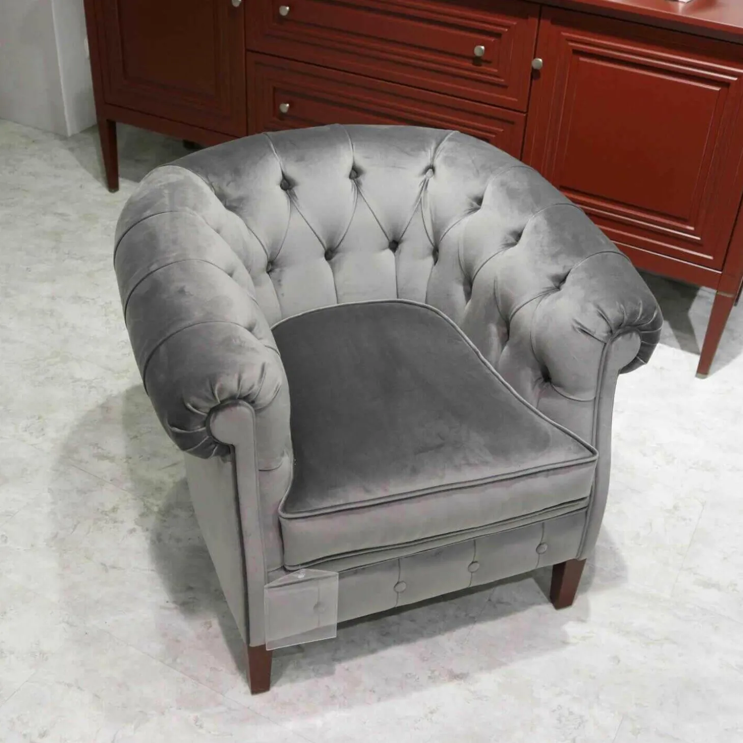 Sessel 1443 RV Samt Grau